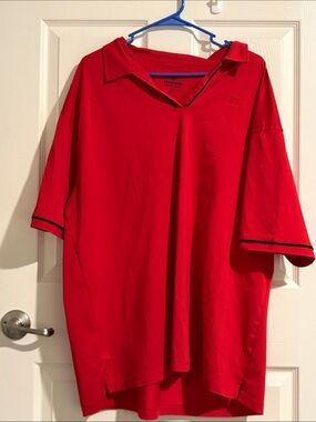 Threads Mens Red V-Neck Polo Shirt